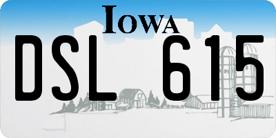 IA license plate DSL615