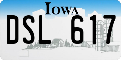 IA license plate DSL617
