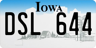 IA license plate DSL644