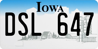 IA license plate DSL647