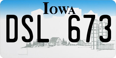 IA license plate DSL673