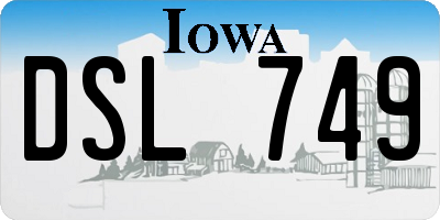 IA license plate DSL749
