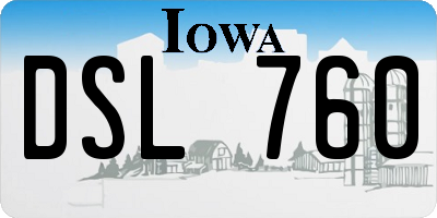IA license plate DSL760