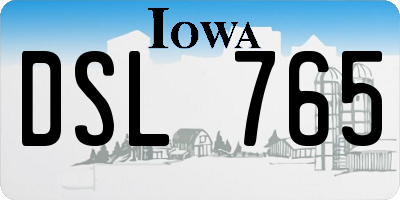 IA license plate DSL765