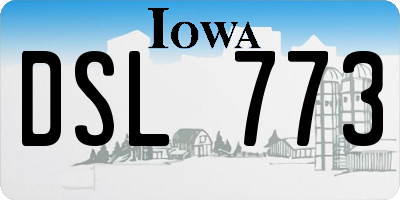 IA license plate DSL773