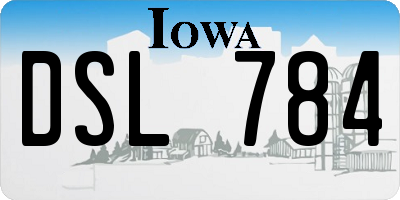 IA license plate DSL784