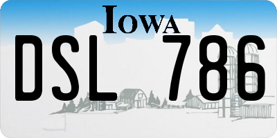 IA license plate DSL786