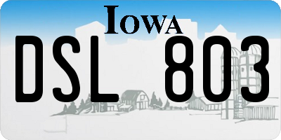 IA license plate DSL803