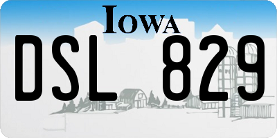 IA license plate DSL829