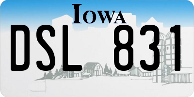 IA license plate DSL831