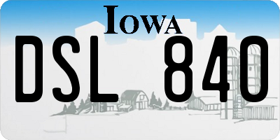 IA license plate DSL840