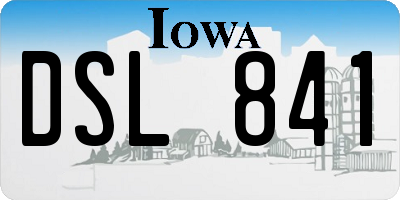 IA license plate DSL841