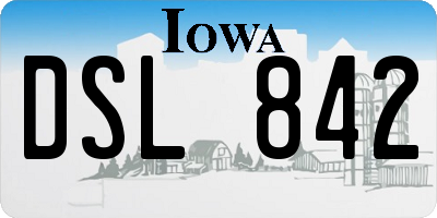 IA license plate DSL842