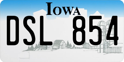 IA license plate DSL854