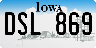 IA license plate DSL869