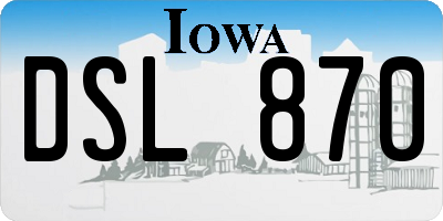 IA license plate DSL870