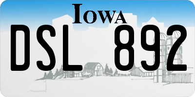 IA license plate DSL892