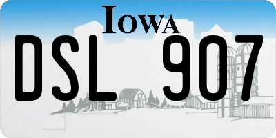 IA license plate DSL907