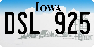 IA license plate DSL925