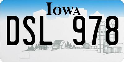 IA license plate DSL978