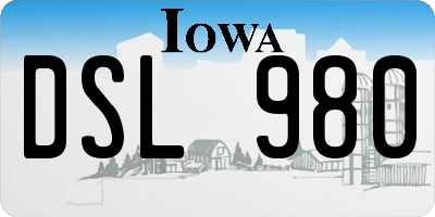 IA license plate DSL980