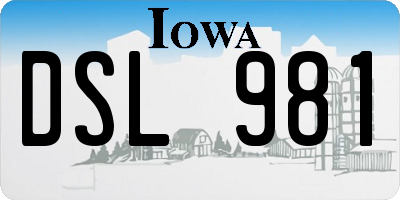 IA license plate DSL981