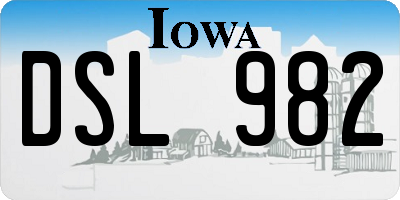 IA license plate DSL982