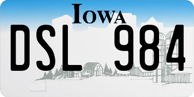 IA license plate DSL984