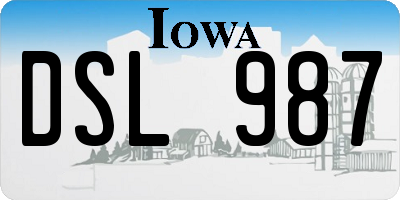 IA license plate DSL987