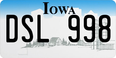 IA license plate DSL998