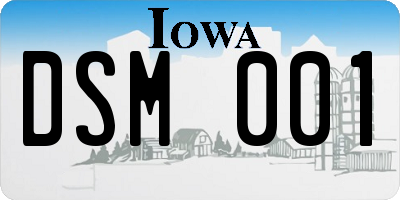 IA license plate DSM001