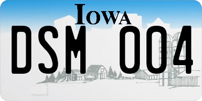 IA license plate DSM004