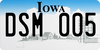 IA license plate DSM005