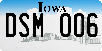 IA license plate DSM006