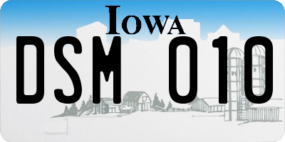 IA license plate DSM010