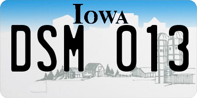 IA license plate DSM013
