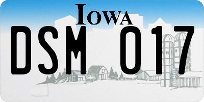 IA license plate DSM017