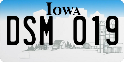 IA license plate DSM019