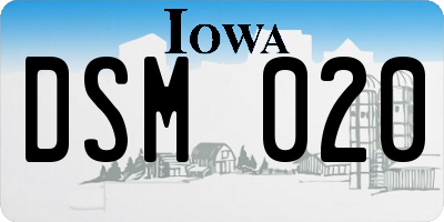 IA license plate DSM020