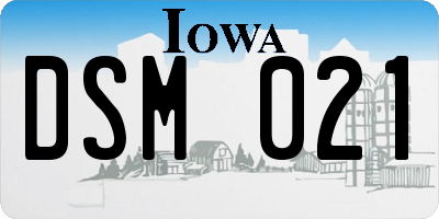 IA license plate DSM021