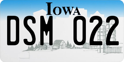 IA license plate DSM022