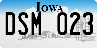 IA license plate DSM023