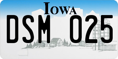 IA license plate DSM025