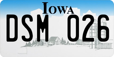 IA license plate DSM026