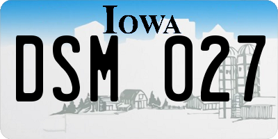 IA license plate DSM027