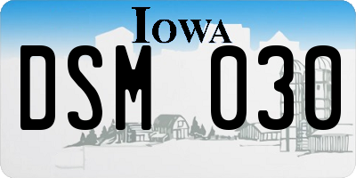 IA license plate DSM030