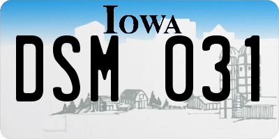 IA license plate DSM031
