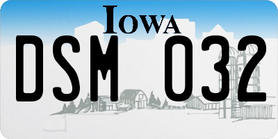 IA license plate DSM032