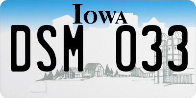 IA license plate DSM033