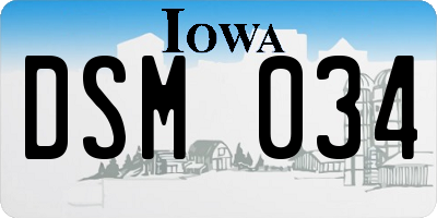 IA license plate DSM034